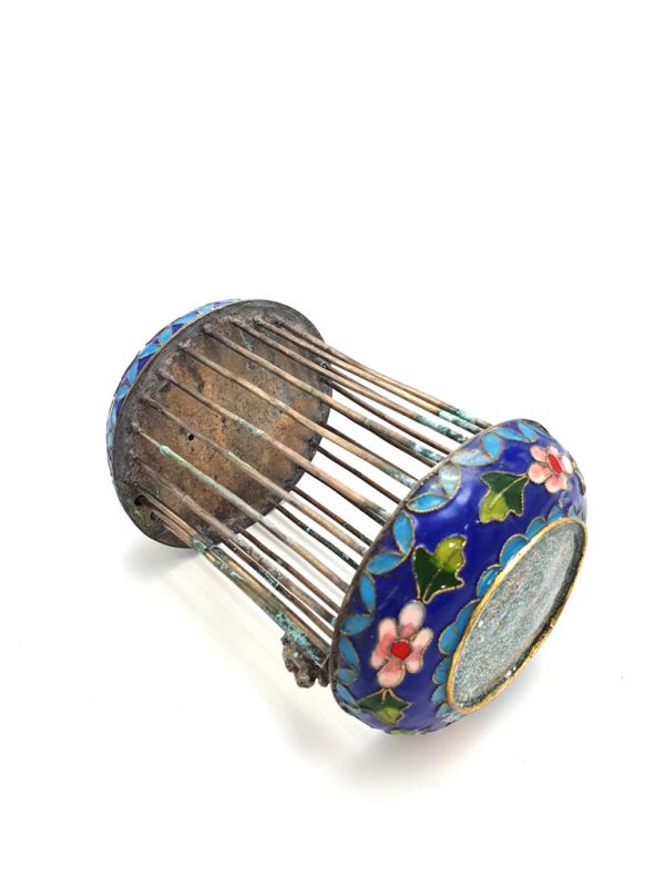 Large Metal Cloisonné Crickets Boxe Flower Blue 4