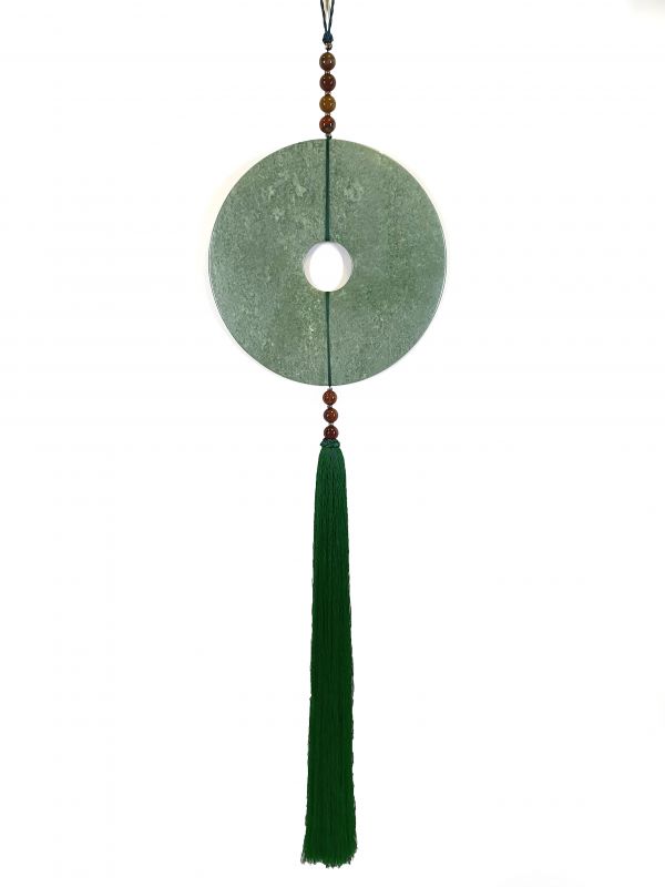 Large Suspended Bi Disk Silk and Jade Green 1