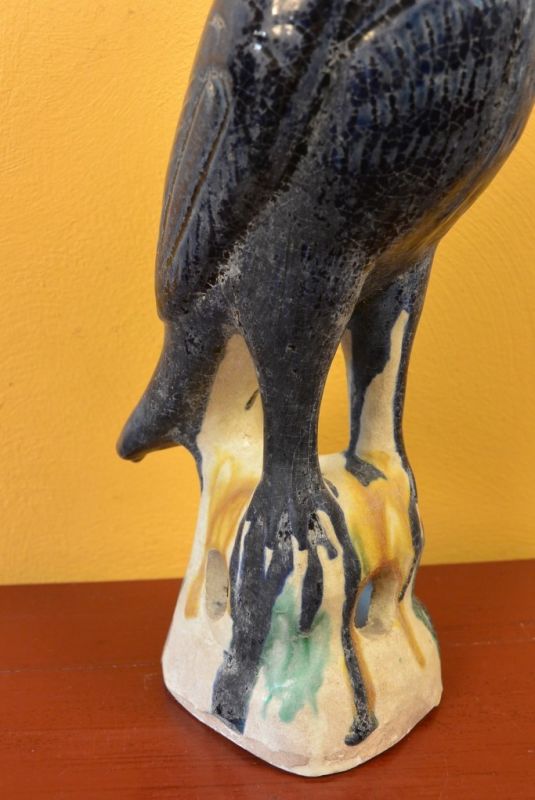 Large terracotta Parrot with Blue glaze 3
