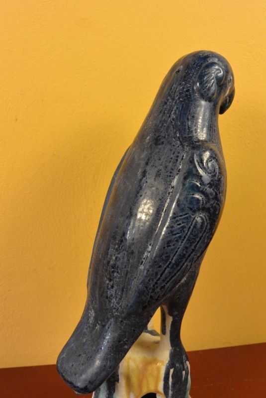 Large terracotta Parrot with Blue glaze 4