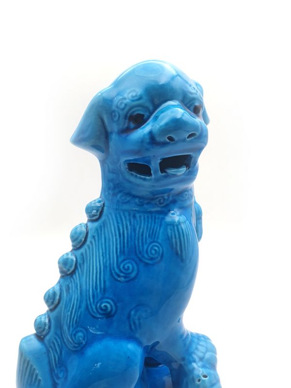 Leones de Fu de porcelana Azul cielo (se vende por unidad) 4