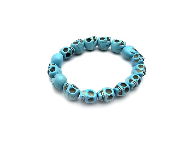 Click thumbnail to enlarge and hover over the picture to zoom Little Chinese Ethnic Bracelet Skull - Sky blue 2