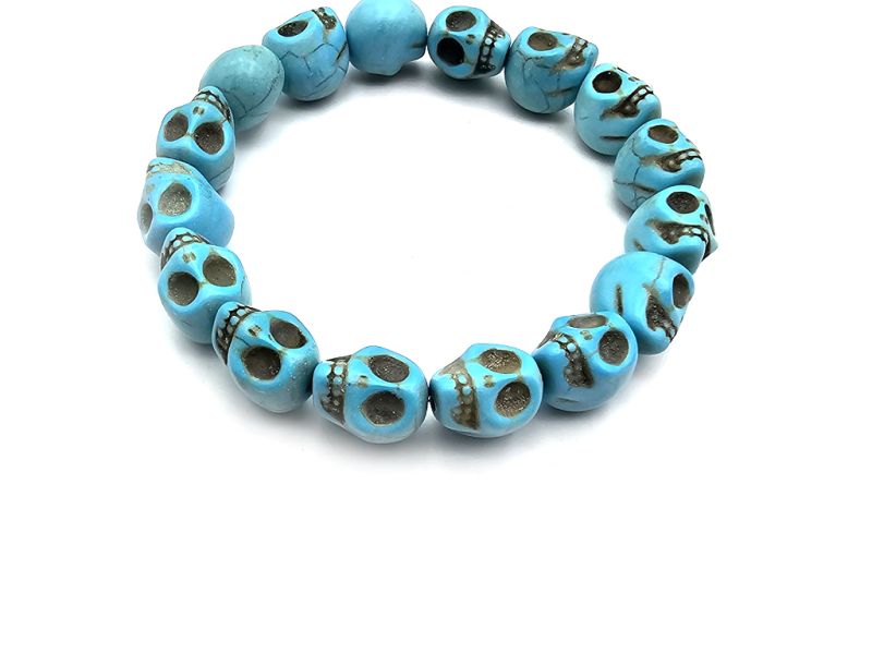 Click thumbnail to enlarge and hover over the picture to zoom Little Chinese Ethnic Bracelet Skull - Sky blue 3