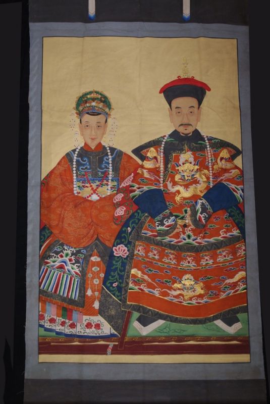 Majestic Chinese ancestors painting - Orange 1