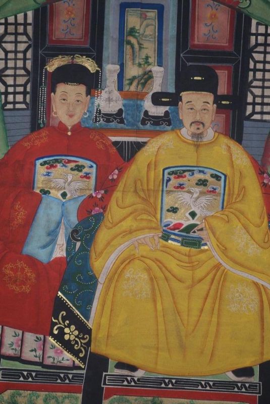 Malereien chinesischer Familie 2 Personen Qing Dynastie 2