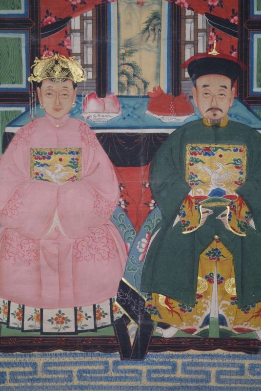 Malereien chinesischer Familie 2 Personen Qing Dynastie 2