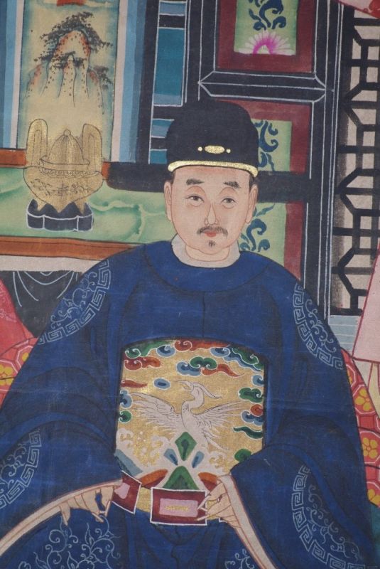 Malereien chinesischer Familie 2 Personen Qing Dynastie 4