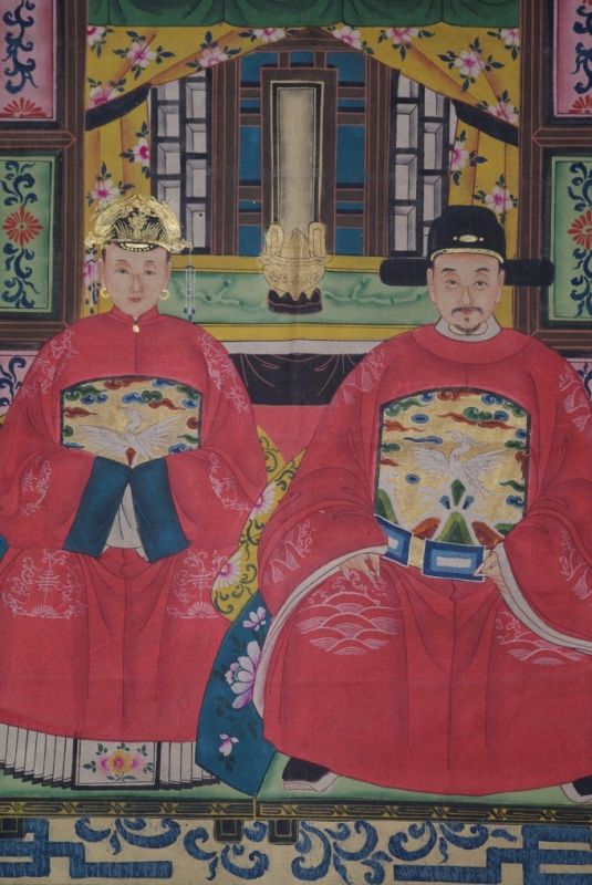 Malereien chinesischer Familie 2 Personen Qing Dynastie 2
