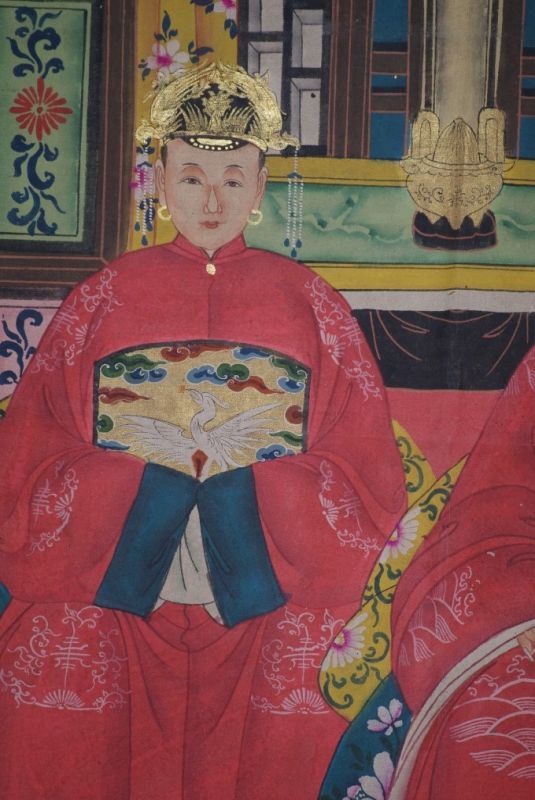 Malereien chinesischer Familie 2 Personen Qing Dynastie 3