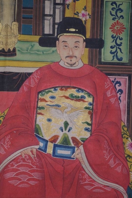 Malereien chinesischer Familie 2 Personen Qing Dynastie 4