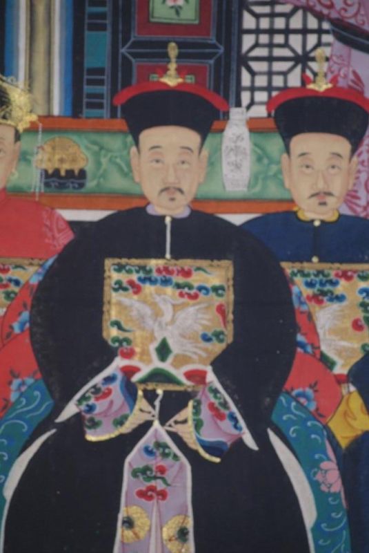Malereien chinesischer Familie 4 Personen Qing Dynastie 4