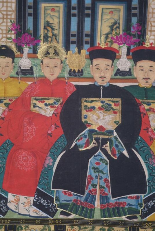 Malereien chinesischer Familie 4 Personen Qing Dynastie 2