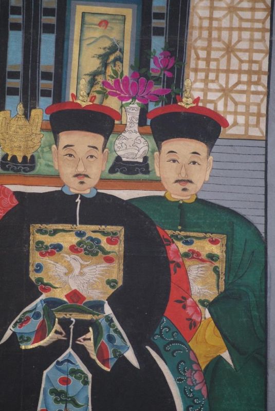 Malereien chinesischer Familie 4 Personen Qing Dynastie 4