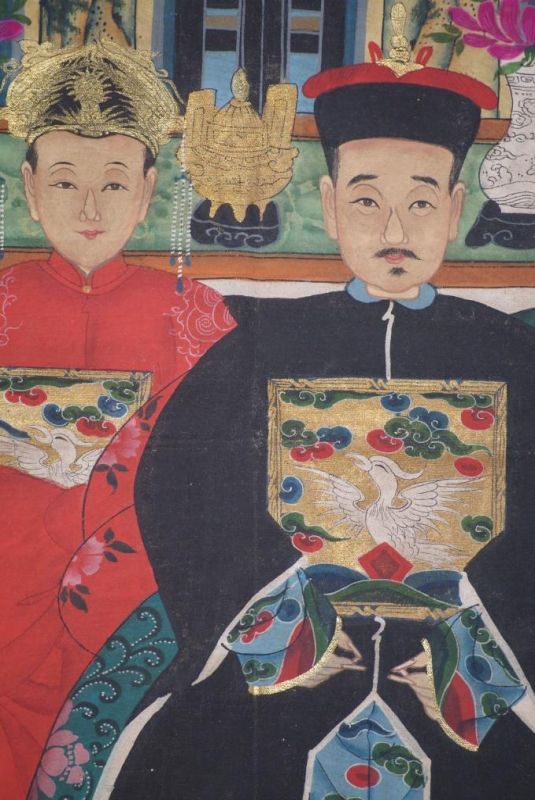 Malereien chinesischer Familie 4 Personen Qing Dynastie 5
