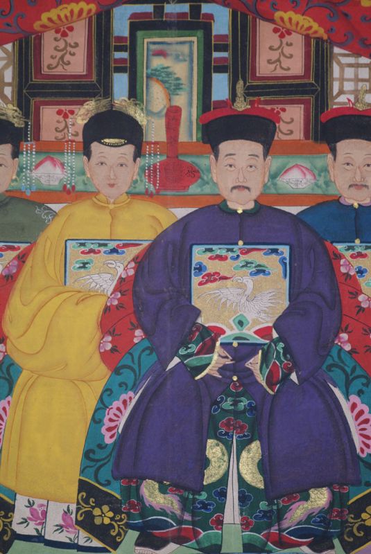 Malereien chinesischer Familie 4 Personen Qing Dynastie 2