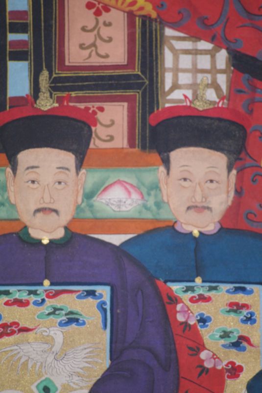 Malereien chinesischer Familie 4 Personen Qing Dynastie 3