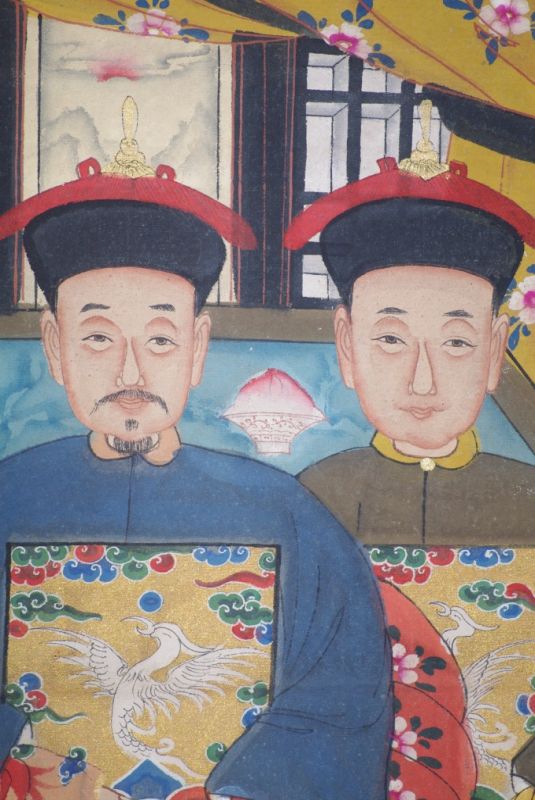 Malereien chinesischer Familie 4 Personen Qing Dynastie 5