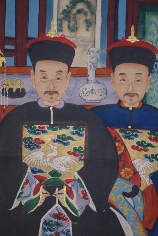 Malereien chinesischer Familie 4 Personen Qing Dynastie 4