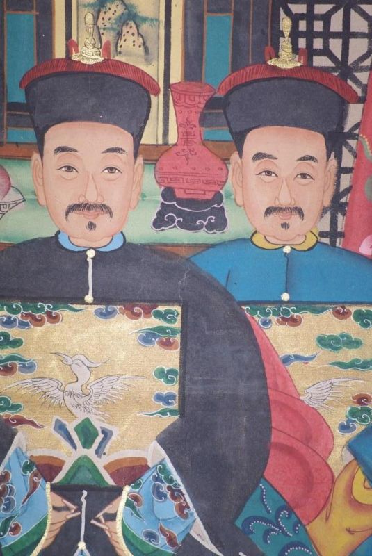 Malereien chinesischer Familie 4 Personen Qing Dynastie 4