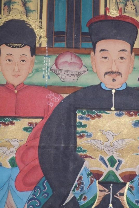 Malereien chinesischer Familie 4 Personen Qing Dynastie 5