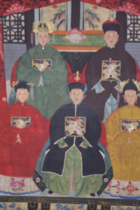 Malereien chinesischer Familie 5 Personen Qing Dynastie 2