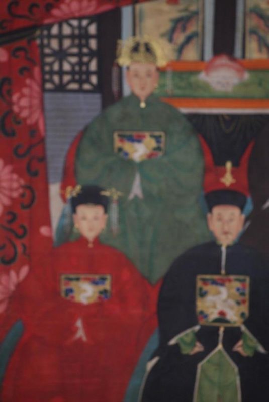 Malereien chinesischer Familie 5 Personen Qing Dynastie 3