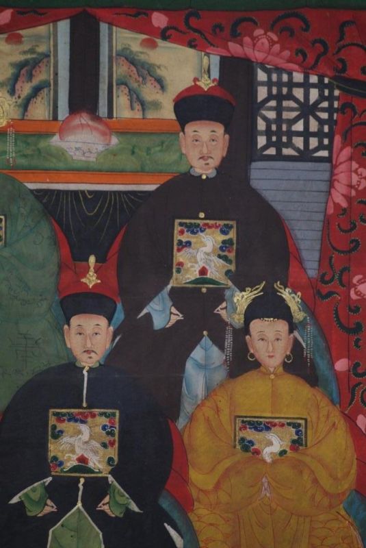 Malereien chinesischer Familie 5 Personen Qing Dynastie 4