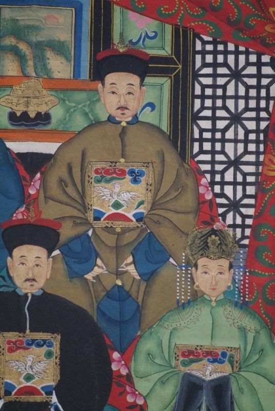 Malereien chinesischer Familie 5 Personen Qing Dynastie 4
