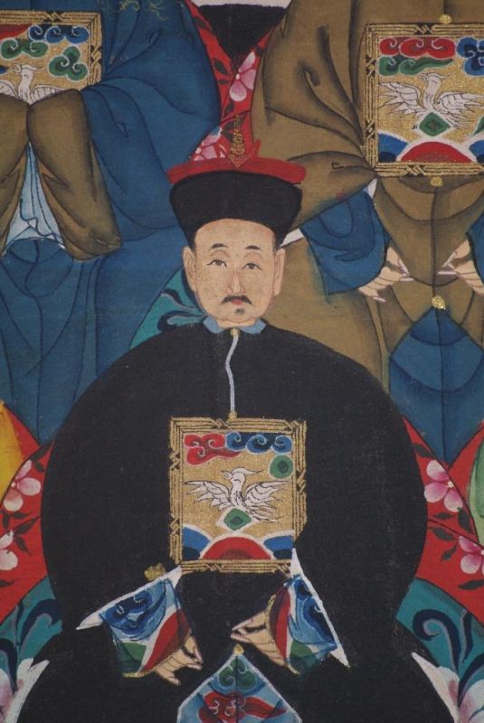 Malereien chinesischer Familie 5 Personen Qing Dynastie 5