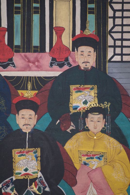 Malereien chinesischer Familie 5 Personen Qing Dynastie 4