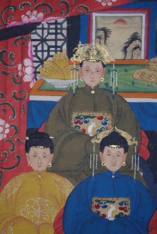 Malereien chinesischer Familie 6 Personen Qing Dynastie 3