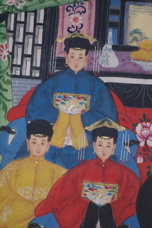 Malereien chinesischer Familie 6 Personen Qing Dynastie 3