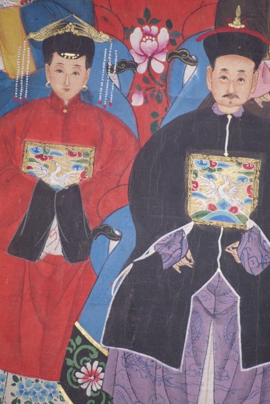 Malereien chinesischer Familie 6 Personen Qing Dynastie 5