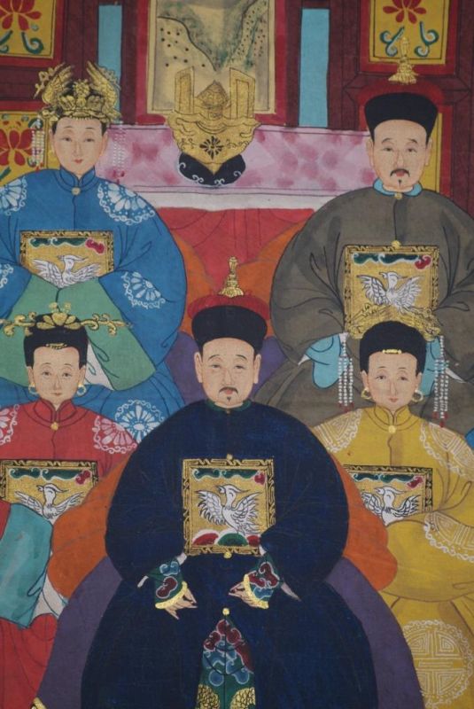 Malereien chinesischer Familie 7 Personen Qing Dynastie 2