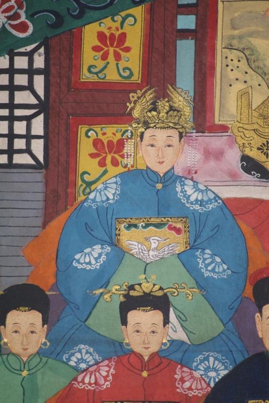 Malereien chinesischer Familie 7 Personen Qing Dynastie 3