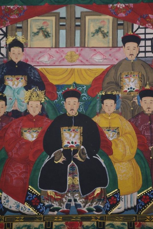 Malereien chinesischer Familie 7 Personen Qing Dynastie 2