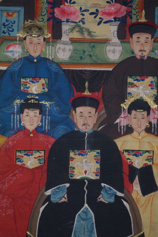 Malereien chinesischer Familie 7 Personen Qing Dynastie 2
