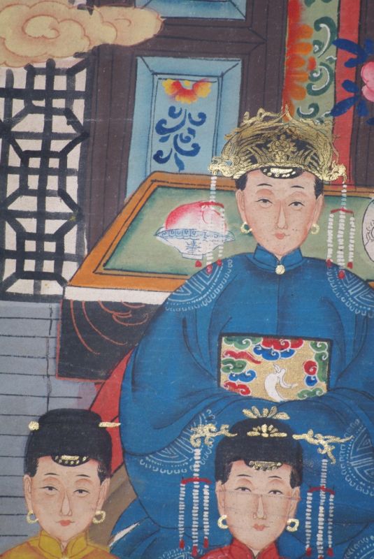 Malereien chinesischer Familie 7 Personen Qing Dynastie 3
