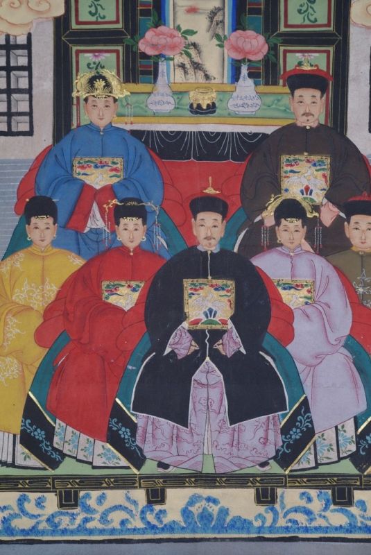 Malereien chinesischer Familie 7 Personen Qing Dynastie 2