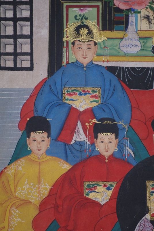Malereien chinesischer Familie 7 Personen Qing Dynastie 3