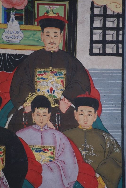 Malereien chinesischer Familie 7 Personen Qing Dynastie 4