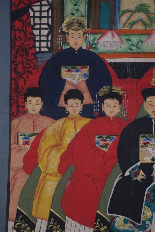 Malereien chinesischer Familie 8 Personen Qing Dynastie 3