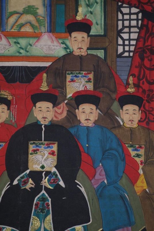 Malereien chinesischer Familie 8 Personen Qing Dynastie 4