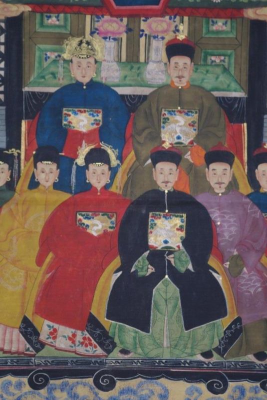 Malereien chinesischer Familie 8 Personen Qing Dynastie 2