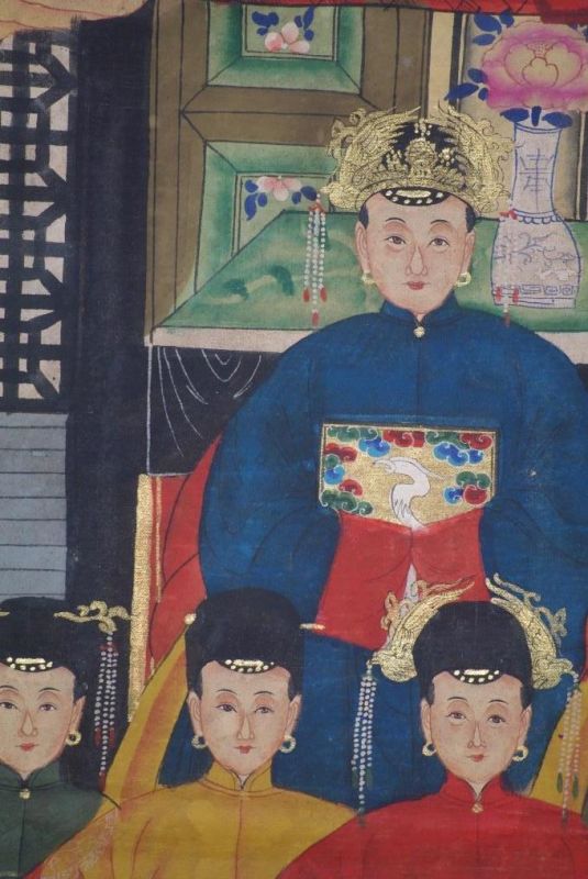 Malereien chinesischer Familie 8 Personen Qing Dynastie 4