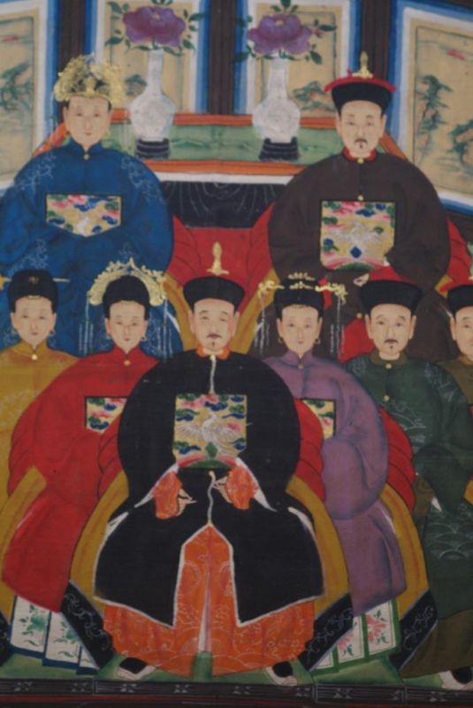 Malereien chinesischer Familie 9 Personen Qing Dynastie 2