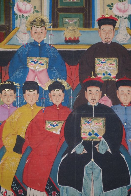Malereien chinesischer Familie 9 Personen Qing Dynastie 2