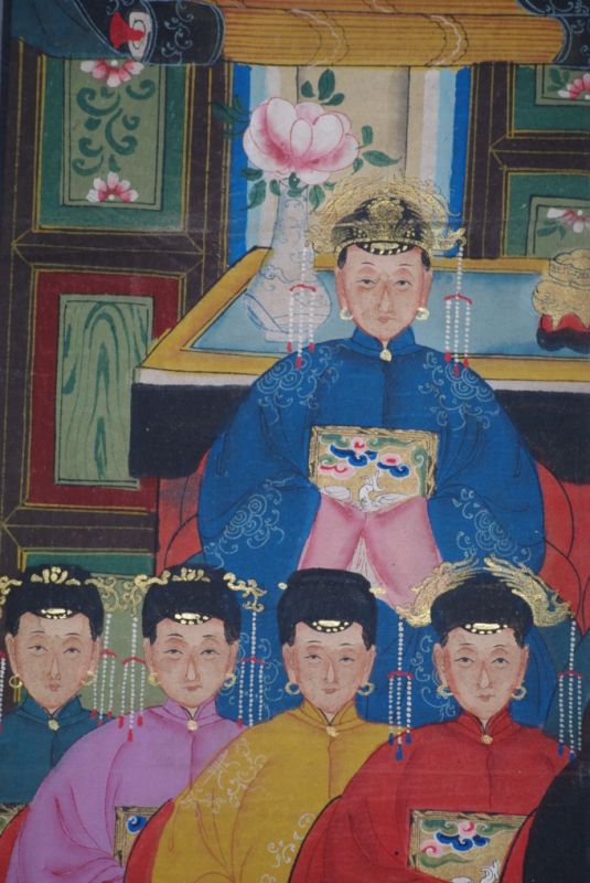 Malereien chinesischer Familie 9 Personen Qing Dynastie 3