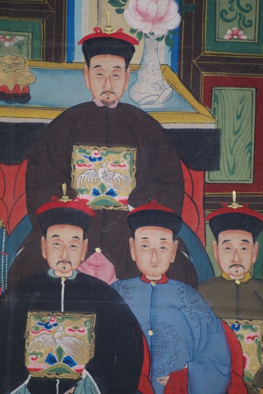 Malereien chinesischer Familie 9 Personen Qing Dynastie 4