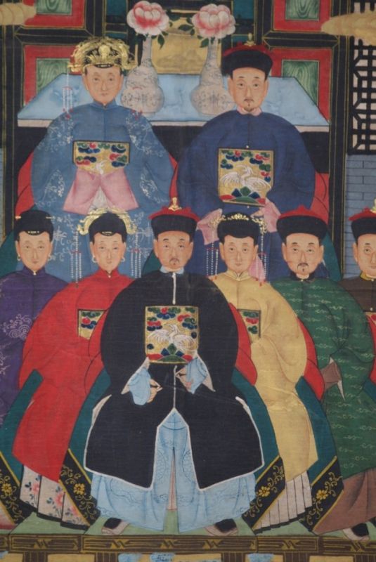 Malereien chinesischer Familie 9 Personen Qing Dynastie 2